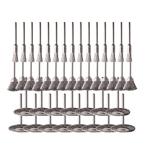 Chesoon 45 Stück Stahldraht Radstiftbürsten Set Kit Drahtrad Topfbürsten Set zum Reinigen von Rost Bohrer Aufsatz Abisolieren von Chesoon