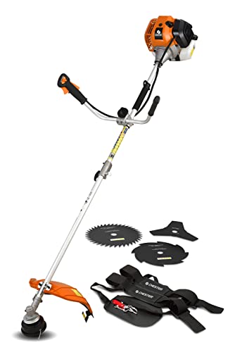 Freischneider mit Benzinmotor 52 cm³ - 3 Klingen + 1 Doppelfadenkopf - Chester von Chester