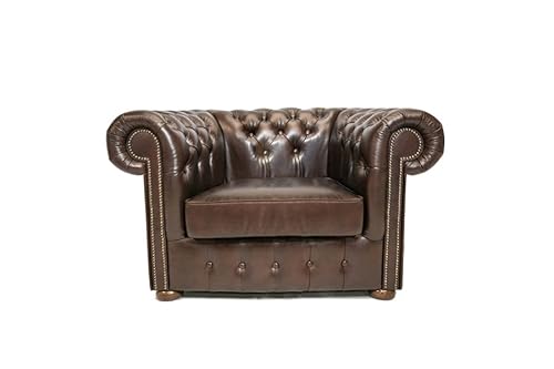 Chesterfield Sessel Klasse Leder | 2 bis 4 Wochen Lieferzeit (Cloudy Dark Braun) von Chesterfield