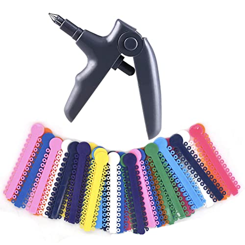 Dental Kieferorthopädische Ligatur Krawatten und Kieferorthopädische Ligatur Pistole Werkzeuge Zähne Kieferorthopädische Ligatur Ring Gummibänder Mehrfarbig (1040 Stück/Beutel) von Chestnut-YX