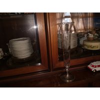 Antike 10, 5 "Geätzte Kristallvase Mit Sterlingsilberbasis. Kostenloser Versand in Den Usa von ChestnutHillExchange