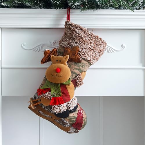 Cheuling 48cm Groß Weihnachtsstrümpfe Personalisiert Kinder Nikolausstrumpf für zum Befüllen und Aufhängen Xmas Hängenden Socke Weihnachtsdeko für Kamin Tür Weihnachtsbaum (Elch) von Cheuling