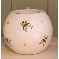 Handbemalter Teelichthalter - Ölbrenner Teelicht Wachs Schmelzen Bee Design Emma Bridgewater Inspiriert Bienen Dekor von CheviotCeramics