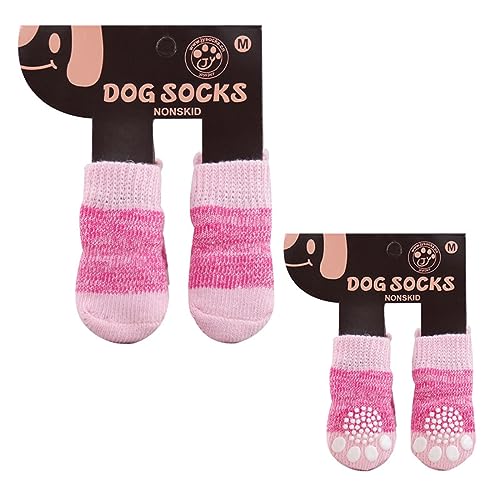 Chevnzev 2pairs Hundesocken Anti Schlupf Hunde Pfotenschutz Mit Cartoon Muster Für Freien Gestrickte Cartoon Für Welpen Heiße Pflaster von Chevnzev