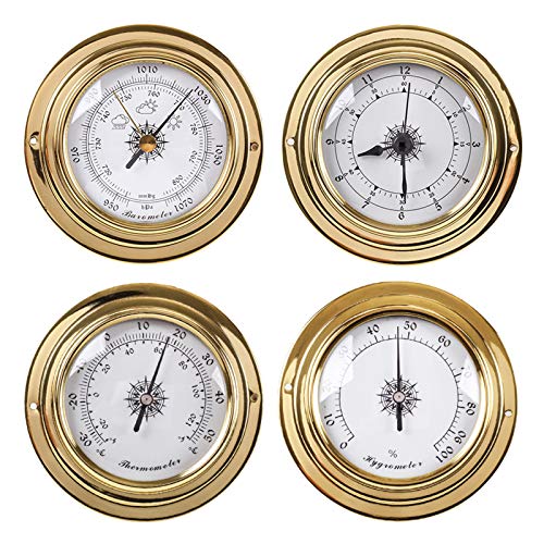 4pcs/Set Thermometer Hygrometer Barometer Uhr Uhr Kupfer Für Schalen Zirkonium Marine Die Wetterstation Thermometer Gewächshaus 4pcs/Set Thermometer Hygrometer Barometer Uhr Uhr Kupfer Für Schalen Zirkonium Marine Die Wetterstation Thermometer Gewächshaus von Chevnzev