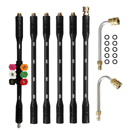 DRUCKSCHAUSHERHER Verlängerung Stabstab 9pcs Set Umfasst Gebogene Stange Und 6 Schnellverbindungsdüsespitze Die Für Die Rinnenreinigungsdruckscheibeverlängerung Geeignet DRUCKSCHAUSHERHER Verlängerung Stabstab 9pcs Set Umfasst Gebogene Stange Und 6 Schnellverbindungsdüsespitze Die Für Die Rinnenreinigungsdruckscheibeverlängerung Geeignet von Chevnzev