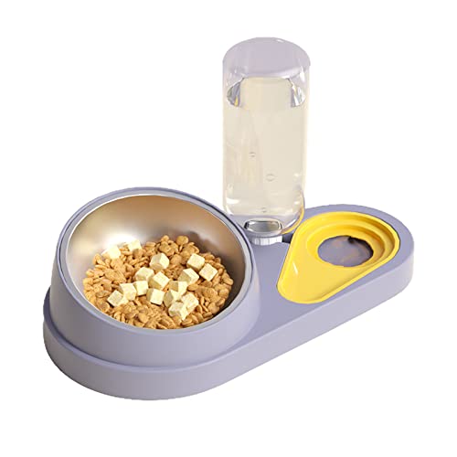 Chevnzev Haustiergeschirr Hundefutter Schüssel Automatische Wasserflaschenspender Geneigter Erhöhter Edelstahl Abtrennbarer Wasserer Pet Automatisch Feeder Hund Wasserfutterspender Set Set von Chevnzev