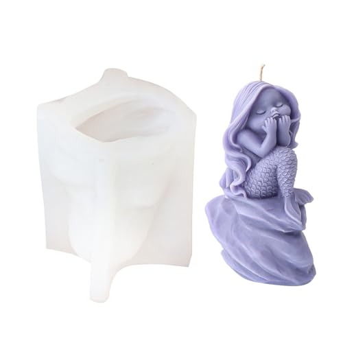 Chevnzev Meerjungfrau Prinzessin Kerze Silikonform Handgefertigte Ozeanputz Epoxidharzform Gipsform Desktop Dekoration Silikonformen Zum Backen Chevnzev Meerjungfrau Prinzessin Kerze Silikonform Handgefertigte Ozeanputz Epoxidharzform Gipsform Desktop Dekoration Silikonformen Zum Backen von Chevnzev