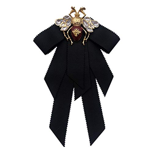 Vintage Ribbon Frauen Big Bowtie Biene Bowknot Fliege Krawatte Cravat Kristall Brosche Pin Mode Schmuckzubehör Halskettehalter Für Mädchen von Chevnzev
