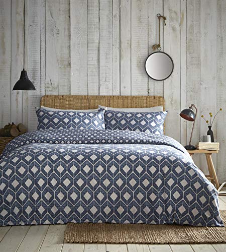 Chevron Bettwäsche-Set für Doppelbett, geometrisch, ethnisch, Blau von Chevron