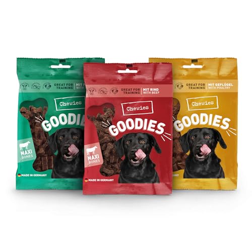 Chewies Hundeleckerli Mix - 3 x 200 g - Rind, Pansen, Geflügel Knöchelchen - Hundesnacks zuckerfrei & mit hohem Fleischanteil - Trainings-Leckerli für Ihren Hund (600 g) von Chewies