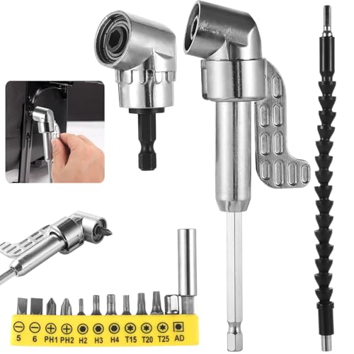105-Grad-Bohrer-Zubehör-Set mit rechtwinkligen Bohreradaptern, flexible Verlängerung, 12-in-1-Bit-Set, Sechskantschaft für enge Winkel 105-Grad-Bohrer-Zubehör-Set mit rechtwinkligen Bohreradaptern, flexible Verlängerung, 12-in-1-Bit-Set, Sechskantschaft für enge Winkel von Chewtoyo