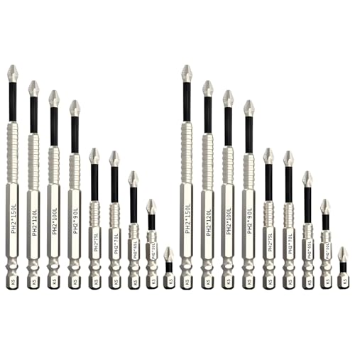 18 Stück Adsorptive Schraubendreher-Bohrer, Anti-Rutsch-Schlagbohrer-Set, 9 Größen, 25 mm bis 150 mm, elektrische Bohrer, Chrom-Vanadium-Legierungsstahl, für Elektrowerkzeuge 18 Stück Adsorptive Schraubendreher-Bohrer, Anti-Rutsch-Schlagbohrer-Set, 9 Größen, 25 mm bis 150 mm, elektrische Bohrer, Chrom-Vanadium-Legierungsstahl, für Elektrowerkzeuge von Chewtoyo