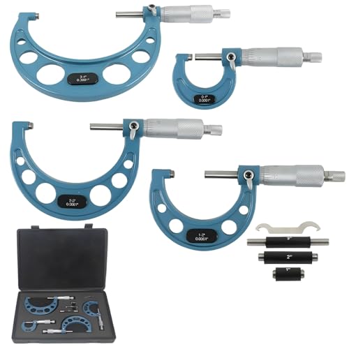4-teiliges Automotive Mikrometer-Set, 0-100 mm Reichweite, mit Kalibrierwerkzeugen, Metallkonstruktion, Scharnier-Kunststoffkoffer zur Aufbewahrung von Chewtoyo