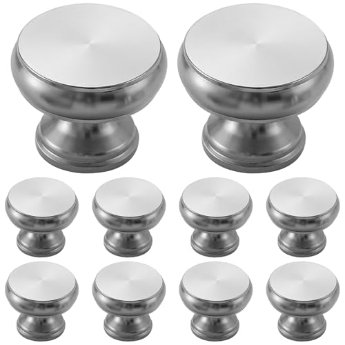 Chewtoyo 10 silberfarbene runde Knäufe, Einlochgriff für Schubladen und Schränke, Raumfahrt-Aluminium, Schrauben im Lieferumfang enthalten für einfache Montage Chewtoyo 10 silberfarbene runde Knäufe, Einlochgriff für Schubladen und Schränke, Raumfahrt-Aluminium, Schrauben im Lieferumfang enthalten für einfache Montage von Chewtoyo