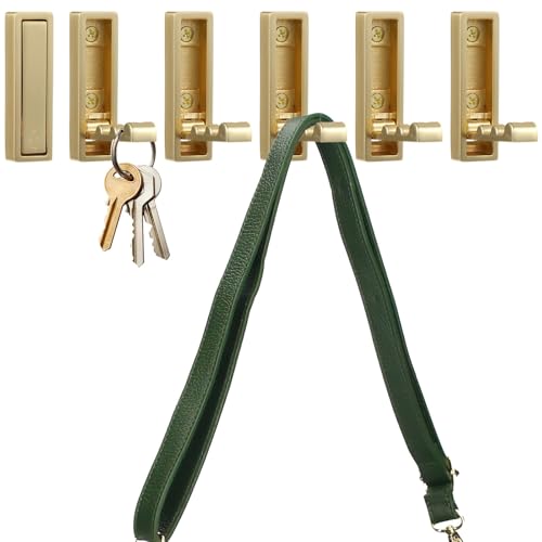 Rechteckige gebürstete goldene 6 Stück klappbare Kleiderhaken, verdeckte Möbelgriffe für Kleiderschrank, Schublade, Schrank, robuster Metall-Wandhaken, Aufhänger, Schrauben im Lieferumfang enthalten Rechteckige gebürstete goldene 6 Stück klappbare Kleiderhaken, verdeckte Möbelgriffe für Kleiderschrank, Schublade, Schrank, robuster Metall-Wandhaken, Aufhänger, Schrauben im Lieferumfang enthalten von Chewtoyo