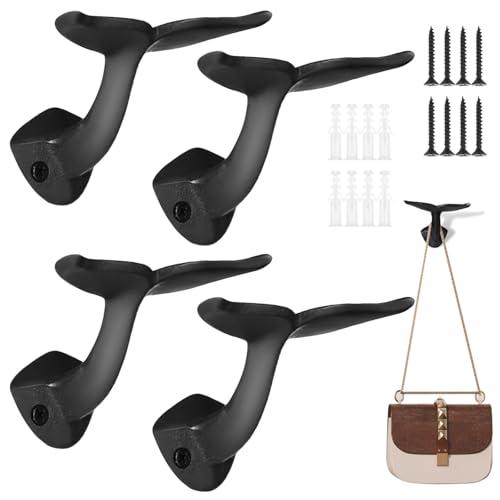 Robuste Eisenhaken mit schwarzer Beschichtung, Wandhaken, 4 Stück, Walschwanz, rustikale Metall-Wandaufhänger, dekorative Wandhaken für Mäntel, Taschen, Schlüssel Robuste Eisenhaken mit schwarzer Beschichtung, Wandhaken, 4 Stück, Walschwanz, rustikale Metall-Wandaufhänger, dekorative Wandhaken für Mäntel, Taschen, Schlüssel von Chewtoyo