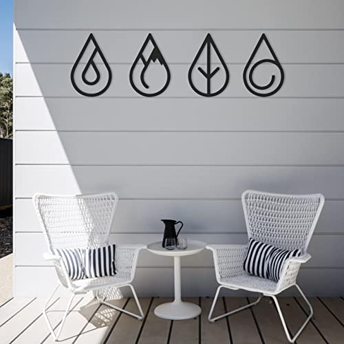 JYFanse Wandschmuck aus Metall, 4 Elemente, rund, Schwarz, 2 Stück von Cheysrae