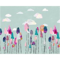 Kopf in Den Wolken - Mixed Media Kunstdruck Whimsical Trees, Bunte, Moderne Wandkunst- Original Illustration Von Gisele Chastain von ChezGiseleStudio