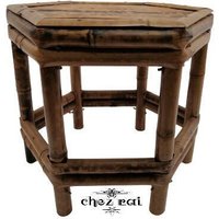 Vintage Bambus Kleiner Beistelltisch Rattan Weiden Tisch Pflanzenständer Home Dekor Rustikal Boho Wohnzimmer Lampenständer/Chez Rai von ChezRai