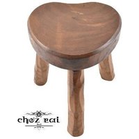 Vintage French Handgemacht Schweres Herz Form Stabiles Naturholz Massiv 3 Beinhocker Tabouret Sitzmöbel Pflanzenständer Display/Chez Rai von ChezRai