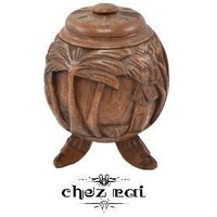 Vintage Handgeschnitzte Kleine Holzfüße Mit Deckel Topf Candy Keys Bäume Holz Home Dekor Indor Ideal Geschenk Regal/Chez Rai von ChezRai