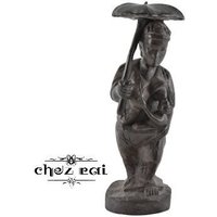 Vintage Hartholz Geschnitzt Mutter Fressen Baby Und Halten Regenschirm Statue Figur Regal Display Skulptur Holz Primitive Kunst/Chez Rai von ChezRai