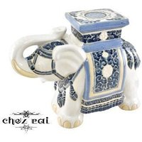 Vintage Keramik Extra Groß Wunderschöner Elefant Hocker Gartenbank Blumenständer Ornament Statement Piece Home Decor/Chez Rai von ChezRai