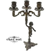 Vintage Schöne Patina Bronze Messing Metall Engel 3 Arme Kerzenhalter Halter Regal Display Taper Figur Tisch Dekor Geschenk/Chez Rai von ChezRai