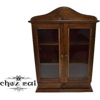 Vintage Schwere Holzschrank Schublade Vitrine Kücheneinheit Freistehend Oder Wandbehang Glastür Medizinschrank Lagerung/Chez Rai von ChezRai