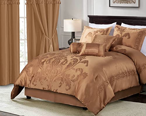 Chezmoi Collection 7-teiliges Jacquard-Bettwäsche-Set mit Blumenmuster, Queensize, Kupfer/Gold Chezmoi Collection 7-teiliges Jacquard-Bettwäsche-Set mit Blumenmuster, Queensize, Kupfer/Gold von Chezmoi Collection