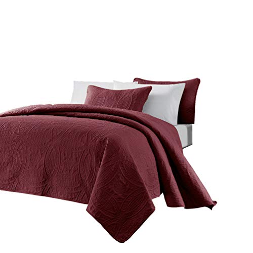 Chezmoi Collection Austin 3 Oversize Tagesdecke Decke Set (King, Burgund) von Chezmoi Collection