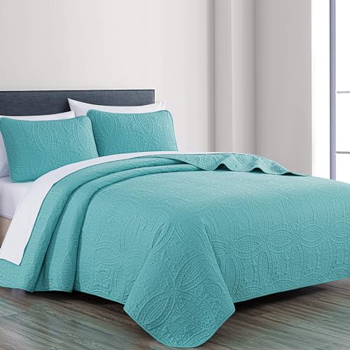 Chezmoi Collection Austin 3 Oversize Tagesdecke Decke Set (King, türkis) von Chezmoi Collection