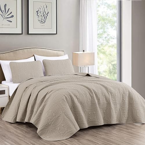 Chezmoi Collection Austin 3 Oversize Tagesdecke Decke Set (King Size, Elfenbeinfarben) von Chezmoi Collection