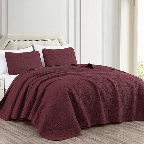 Chezmoi Collection Austin 3 Oversize Tagesdecke Decke Set (Queen, Burgund) von Chezmoi Collection