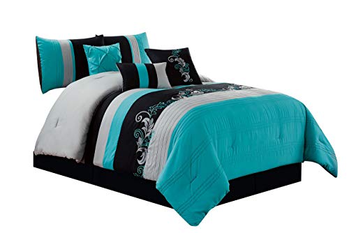 Chezmoi Collection Napa Bettwäsche-Set, 7-teilig, mit Blättern, Bestickt, Queensize, Blaugrün/Grau/Schwarz Chezmoi Collection Napa Bettwäsche-Set, 7-teilig, mit Blättern, Bestickt, Queensize, Blaugrün/Grau/Schwarz von Chezmoi Collection