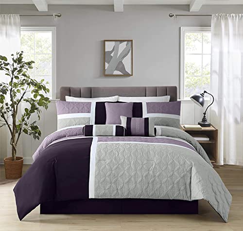 Chezmoi Collection Upland 7-teiliges Steppdecken-Set, Patchwork-Design, Lavendel/Grau/Lila, Queen-Size-Bett Chezmoi Collection Upland 7-teiliges Steppdecken-Set, Patchwork-Design, Lavendel/Grau/Lila, Queen-Size-Bett von Chezmoi Collection