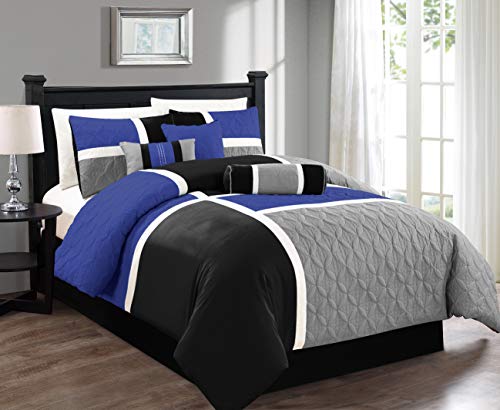 Chezmoi Collection Upland 7-teiliges gestepptes Patchwork-Bettwäsche-Set, blau/schwarz/grau, Queensize-Bett Chezmoi Collection Upland 7-teiliges gestepptes Patchwork-Bettwäsche-Set, blau/schwarz/grau, Queensize-Bett von Chezmoi Collection