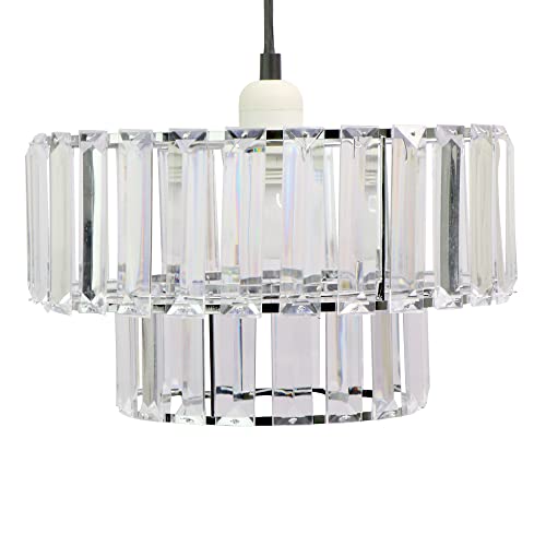 Shiny Beads Pendant Light Shade & Ceiling Lamp Shade Modern Polished Chrome and Acryl Clear Beads Interwoven Ring Accessories - Double Layer Metal Ceiling LampShade for Bedroom Room Living Room von Chi-buy