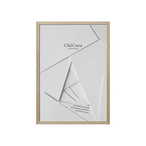 ChiCura Bilderrahmen A3 Holz und Glas (Eiche) | Eleganter Bilder Rahmen 30x42 cm Poster Plakat Foto Wand Hängen | Fotorahmen für Kinderzeichnungen Puzzle Collage Kunst | Photo Frames for Wall von ChiCura