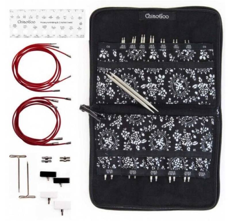 ChiaoGoo Karabiner Nadelset auswechselbare Nadelspitzen TWIST RED LACE, (Edelstahl), Set mit austauschbaren Stricknadeln von ChiaoGoo