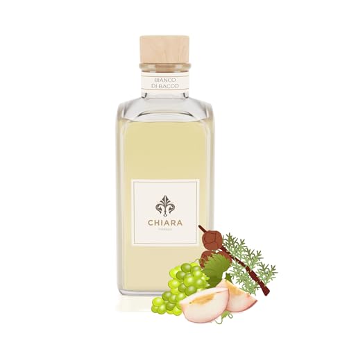 Chiara Firenze Raumduft Bianco di Bacco 200 ML Flasche + Stäbchen Made in Italy Weiße Trauben - Weißer Pfirsich - Zypressenharz von Chiara Firenze