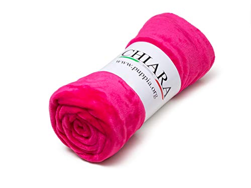 Chiara Kuscheldecke für Hunde (Flauschige Fleecedecke, ideal auch als Sofaschoner oder Sofaüberwurf gegen Hundehaare, Kuscheldecke auch für die Besitzer, Größe: 130x180cm) Farbe: Fuchsia von CHIARA