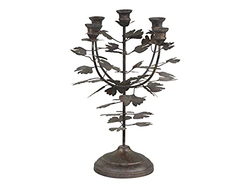 Alt.Franz. Kerzenständer Eisen 5 Halter Chic Antique Vintage Kerzenhalter Blüten Messing antik H 27 x Ø 28 cm von Chic Antique