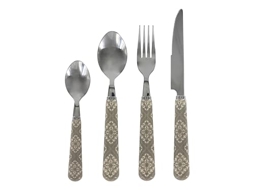 Besteck-Set 16-teilig französisch grau mit Muster aus Rostfreiem Stahl/Acryl Landhaus Shabby Chic Look Vintage Nostalgie Besteck-Set 16-teilig französisch grau mit Muster aus Rostfreiem Stahl/Acryl Landhaus Shabby Chic Look Vintage Nostalgie von Chic Antique