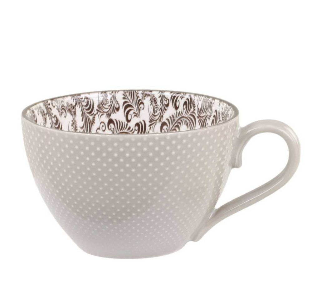 Chic Antique Becher Chic Antique Tasse ARÉS Grau Innenseite mit Muster in Mokka 470 ml von Chic Antique