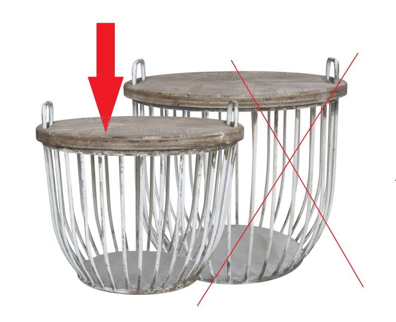 Chic Antique Beistelltisch 1x Beistelltisch Sofatisch Tisch Weiß mit Holzdeckel Chic Antique von Chic Antique