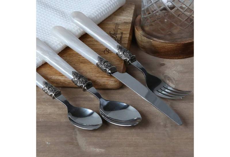 Chic Antique Besteck-Set Chic Antique Linas Tafelbesteck Besteck Perlmutt-Optik weiß 16-tlg. (16-tlg) von Chic Antique