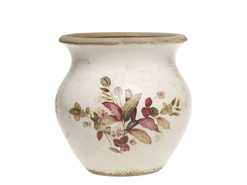 Chic Antique Blumentopf Florac Blumentopf Vase m. Blumenmotiv H26/D26 cm creme (1 St) von Chic Antique