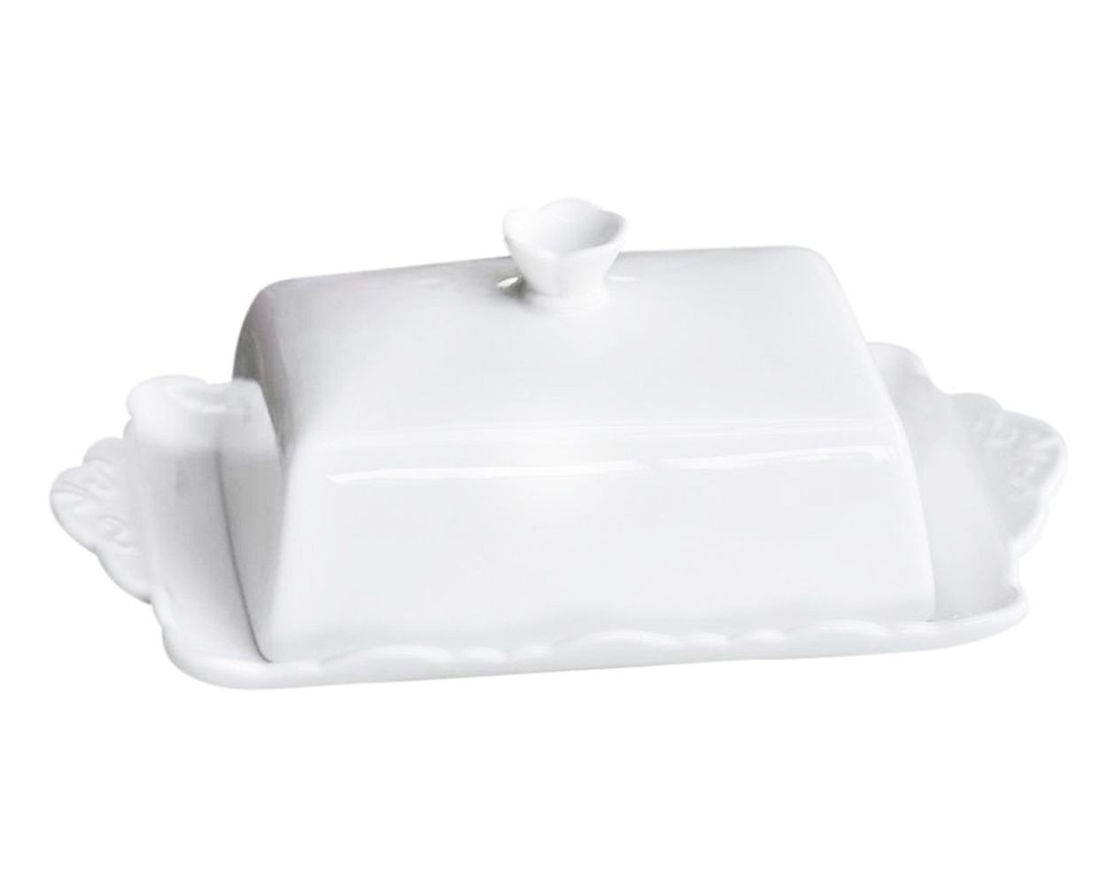 Chic Antique Butterdose Butterdose Butterglocke Butterschale Porzellan Weiß Chic Antique von Chic Antique